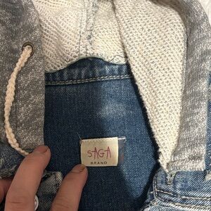 American Eagle Outfitters Denim Jacket with Gray Hood